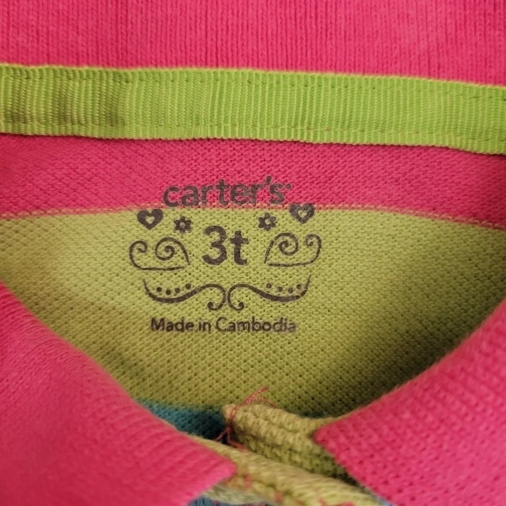 Carter's Rainbow Striped Peplum Ruffle Polo Dress